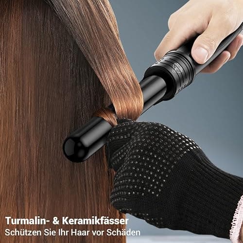 Lockenstab 5 in 1 LCD Keramikbeschichtung Multifunktions Austauschbare Welleneisen mit Handschuhe Lockenwickler Kit ET-W301 - Black thumbnail 5