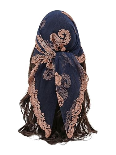 Floerns Women's Flower Embroidery Hair Scarf Headband Sheer Lace Hair Bandana - Image 1