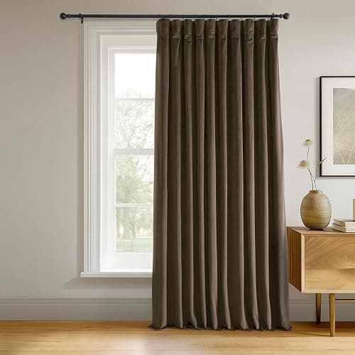 HPD Half Price Drapes Signature Velvet Thermal Blackout Curtains for Living Room 108 Inch Long (1 Panel) Rod Pocket Insulated Blackout Curtains for Bedroom Window Curtains, 100W x 108L, Java - Image 1