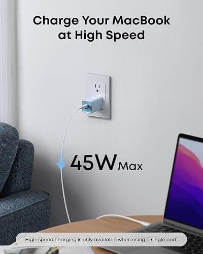 Anker Nano Charger, 47W 2 Port Compact Foldable GaN USB C Charger for iPhone 17/16, Galaxy, Pixel, Compatible with MagSafe (Blue) thumbnail 5