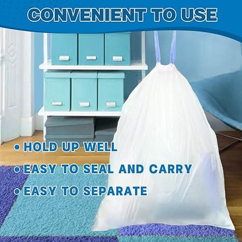 T.FORING 4 Gallon Trash Bags Drawstring 1.1 Mil - 120 Count White Small Garbage Bags Unscented for Bathroom, 15 Liter Thick Plastic Wastebasket Liners for Toilet Home Office and Bedroom - 4gal-120 thumbnail 5