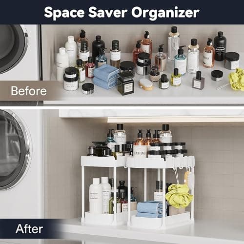 Ukeetap 2 Pack Multi-Purpose Pull-Out Storage Organizers, Under Sink & Cabinet Storage, 12.8 Inch, White thumbnail 5