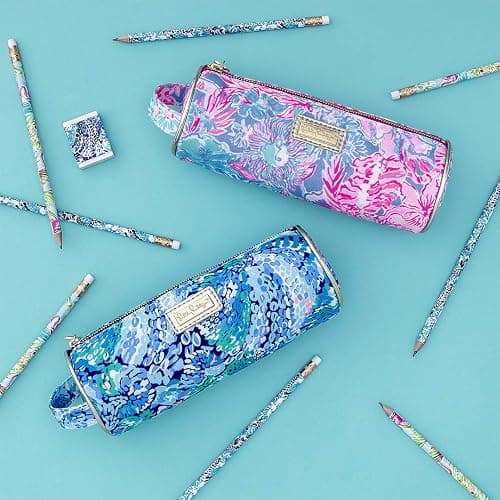 Lilly Pulitzer Pink Pencil Pouch Holder, Cute Travel Bag/Case with Carrying Handle and Zip Close, Viva La Lilly thumbnail 5