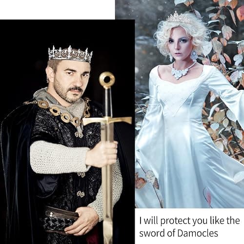 Velscrun Crown for Men and Women, Metal King Crown Tiaras for Women and Girls, Silver Medieval Costume Accessories for Prom, Wedding, Halloween thumbnail 4