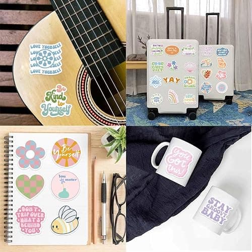 Cute Preppy Stickers Pack for Girls Women Kids 100pcs Vinyl Waterproof Aesthetic Stickers for Water Bottles Laptop Phone Pink Aesthetic Preppy Stuff, Things, Inspirational Positive Motivational Decals thumbnail 6