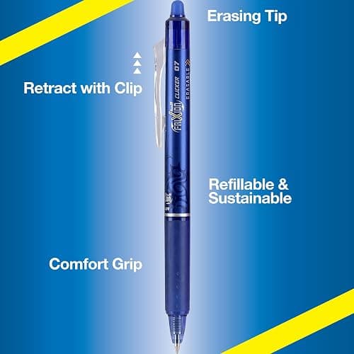 PILOT FriXion Clicker Erasable, Refillable & Retractable Gel Ink Pens, Fine Point, Black/Blue/Red Inks, 3-Pack (31467) thumbnail 7