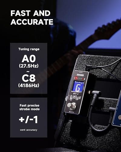 Donner Tuner Pedal, Dt-1 Chromatic Guitar Tuner Pedal with Pitch Indicator for Electric Guitar and Bass True Bypass thumbnail 2