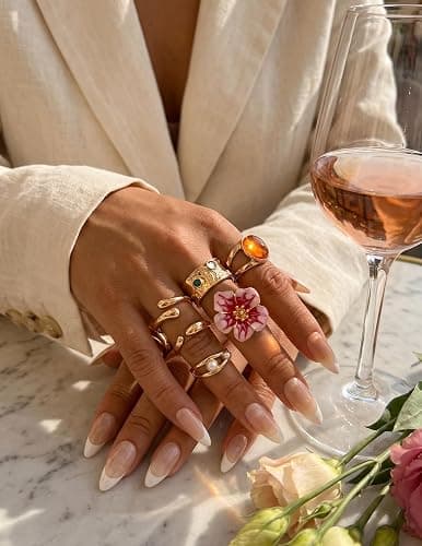 20Pcs Gold Ring Set for Women Chunky Boho Stack Flower Statement Rings Pack | Statement Midi Stackable Rings Set, Chunky Boho Flower Rings, Adjustable Suitable All Occasions, Great Gift for Women thumbnail 9
