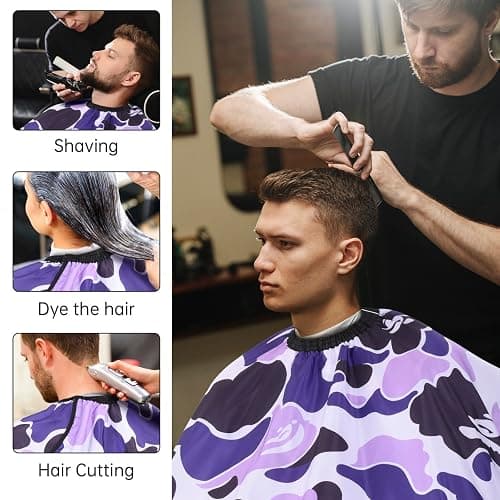 FaHaner Professional Hair Cutting Cape Waterproof Barber Cape for Men Polyester Hair Styling Cape with Elastic Neckline thumbnail 7