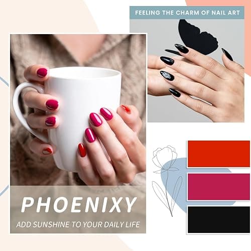 Gel Nail Polish Set-21+3 Pcs Phoenixy Gel Nail Polish Set with Glossy Matte Base Top Coat Popular Nail Art Salon Design Kit Gift for Women thumbnail 4