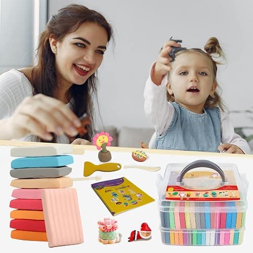 Polymer Clay 50 Colors, Modeling Clay for Kids DIY Starter Kits, Oven Baked Model Clay, Non-Sticky Molding Clay with Sculpting Tools, Gift for Children and Artists (50 Colors) thumbnail 5