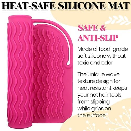 1 PC Heat Resistant Silicone Mat for Curling Iron Hair Straightener Flat Iron and Hot Styling Tools 9" x 6.5", Pink (1PC) thumbnail 2