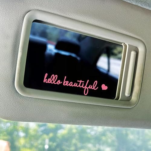 NEXIHOO 3x Hello Beautiful Pink Car Mirror Decals, Vinyl Stickers for Women, Vanity Mirror Stickers, Girl Car Decals, Car Window Decal, Self Affirmations Decal thumbnail 2
