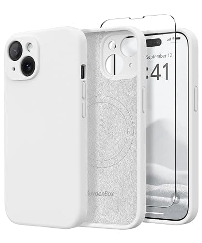 SuydanBox Magnetic for iPhone 14 Case, Compatible with MagSafe, [Full Camera Protection][Screen Protector] Silicone Shockproof Protective Phone Case for iPhone 14 6.1 inch, White - Image 1
