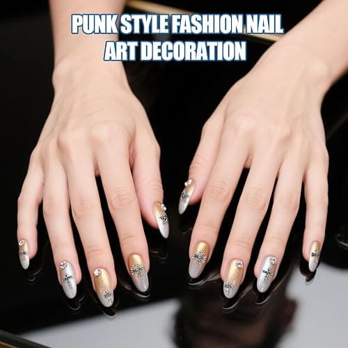 Artdone Nail Art Studs Kit, 3D Silver Cross Nail Charms and Star Gems Bulk Nail Jewels Shiny Crosses for DIY Professional Manicures Decoration thumbnail 5
