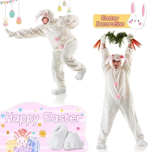 Geyoga Easter Adult Bunny Shoes Rabbits Foot Shoes Bunny Feet Slippers White Costume Slippers Adult Cartoon Feet thumbnail 4