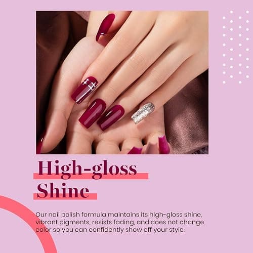 Beetles Wine Red Gel Nail Polish, Burgundy Red Plum Winter Gel Polish Soak Off Uv LED Lamp Nail Art Manicure Salon DIY Design at Home Gifts for Women 0.51 Fl Oz thumbnail 3
