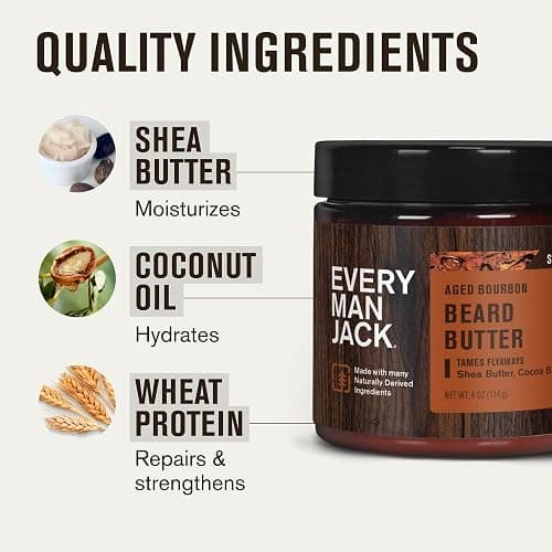 Every Man Jack Beard Butter- Aged Bourbon Fragrance - Hydrates and Styles Dry, Unruly Beards While Relieving Itch - Naturally Derived with Shea Butter and Coconut Oil - 4-ounce (2 Pack) thumbnail 5
