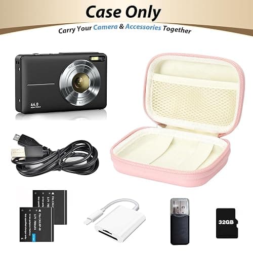 Linpr Digital Camera Case for CAMKORY, KODAK PIXPRO FZ45/FZ55, Canon IXUS 285 HS, Lecran, Small Travel Compact Camera Holder with Mesh Pocket for Accessories SD Card (Pink) thumbnail 4