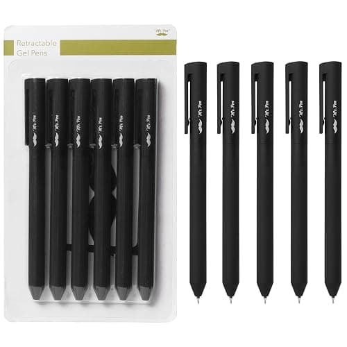 Mr. Pen- Retractable Gel Pens, 6 Pack, Black Ink, Black Barrel Gel Pens, Gel Pen Fine Point thumbnail 8