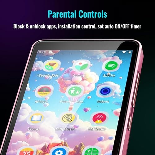Kids MP3 Player with Spotify, Parental Controls, Spotify Kids, Audible, Amazon Music, Libby, 4.0" IPS Bluetooth MP4 Music Player Up to 512GB (Pink) thumbnail 2