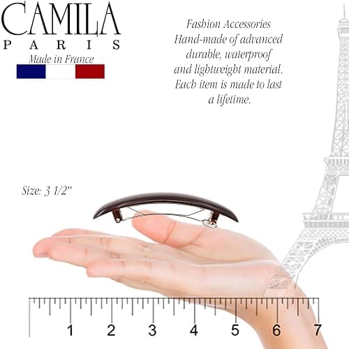 Camila Paris CP818 French Hair Barrette Clip for Girls for Thick Curly Wavy Long Hair, Strong Hold Grip Hair Clips for Women, Automatic, No Slip Durable Styling Girls Hair Accessories, Made in France - Tortoise Shell thumbnail 3