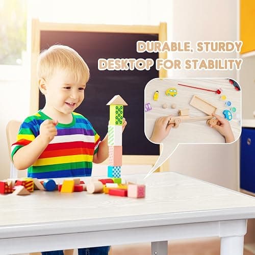 Kids Table and Chairs Set, Height Adjustable Desk With 6 Seats for Ages 2-12,Arts & Crafts Table,Graffiti Desktop, Non-Slip Legs, Max 300lbs, Children Multi-Activity Table for Classrooms,Daycares,Home thumbnail 3