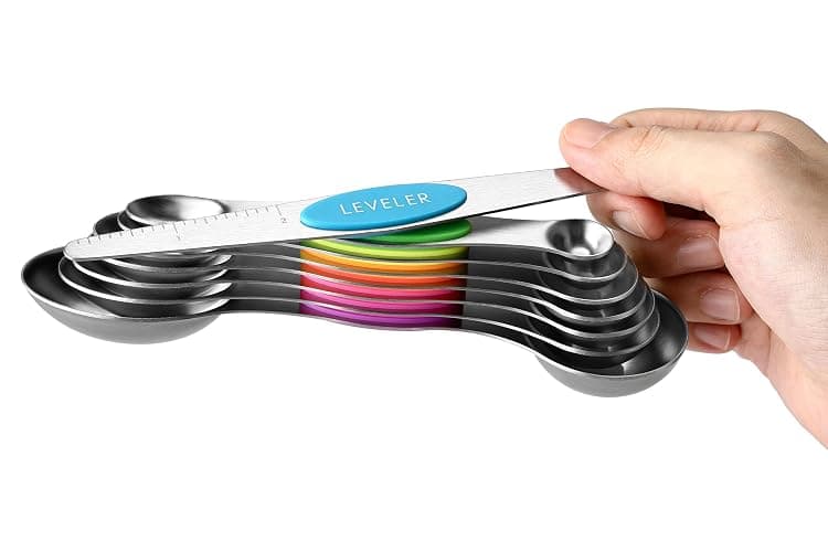 Spring Chef Stainless Steel Magnetic Measuring Spoons Set of 8 with Leveler, Nesting Metal Teaspoon & Tablespoon Measuring Spoons, Kitchen Gadgets for Baking & Cooking, Fits in Most Spice Jars - Neon thumbnail 8