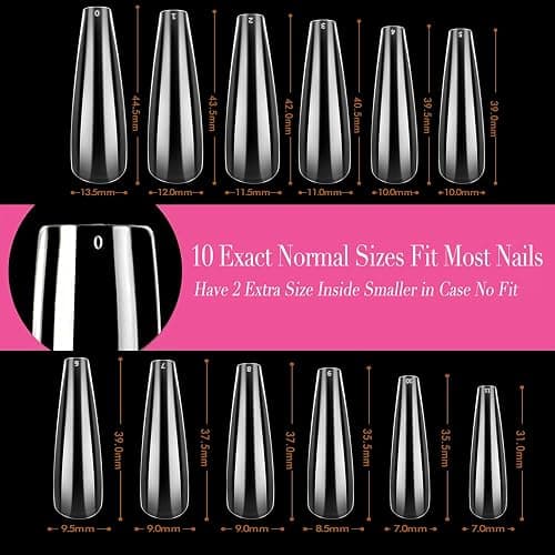 UNA GELLA XXL Coffin Nails Tips Full Cover 216pcs Extra Long Coffin Nail Tips No C Curve Clear Coffin Ballerina Nail Tips False Fake Acrylic Nails for Nail Extensions DIY Art Salon thumbnail 6