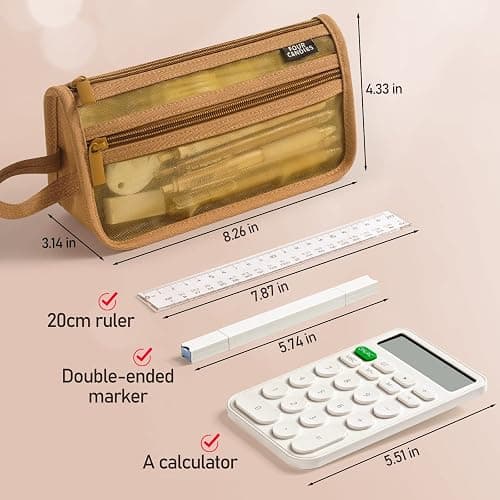 Four Candies Grid Mesh Pencil Case with Handle and Zipper, Clear Double-layer Pencil Pouch Marker Pouch, Travel Makeup Bag, Cute Transparent Stationary Organizer Pen Bag for Adult Office College | Smooth Zipper, Transparent Pencil Pouch, Cute Stationary, Makeup Bag, Travel Friendly, for Adult Office College thumbnail 3