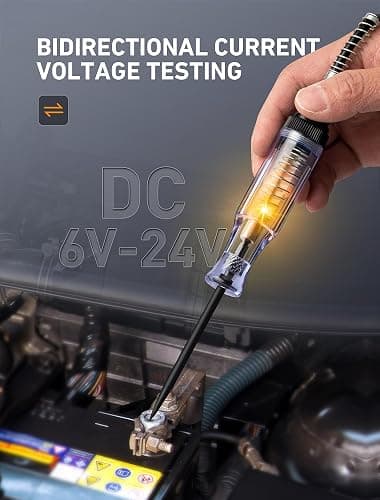 Test Light Automotive, Circuit Tester 6V-12V-24V DC Car Electrical Test Pen with Alligator Clip and Long Steel Probe, Continuity Voltage Fuse Tester for Sedan, SUV, RV and Truck thumbnail 4