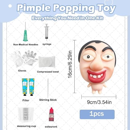 Pimple Popping Toy Squishy Toys Stress Relief Squeeze Toy – Large Reusable Silicone Pimple Popper Fidget Toy Set Soft Sensory Toy for Adults ASMR Satisfying Play Includes 2 Filling Creams (ChompFace) thumbnail 4