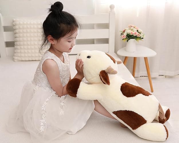 YESGIRL 25.6 inch 5 lbs Cow Weighted Stuffed Animals, Large Weighted Plush Animal, Cute Plush Toy Pillow, Soft Kawaii Plushie Gifts for Adults, Kids, Boys and Girls(Off-White) - Weighted Cow Off-white thumbnail 5