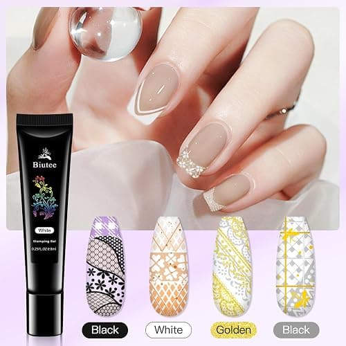 Biutee Nail Stamping Kit 2Pcs Nail Art Stamping Plates 4Pcs Stamping Gel Polish French Tip Nail Stamp Kit 110 Patterns with Silicone Stamper Scraper Large Lace Stamp Template Christmas Gift for Women thumbnail 6