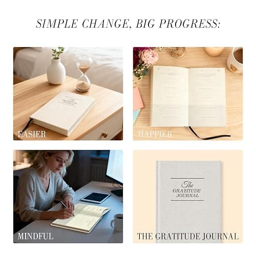 COMIX Gratitude Journal for Women Men, 5 Minute Daily Gratitude Practice, Daily Guided Prompts for Positive Thinking, Self-Reflection, and Personal Growth - Undated Planner,Beige thumbnail 5