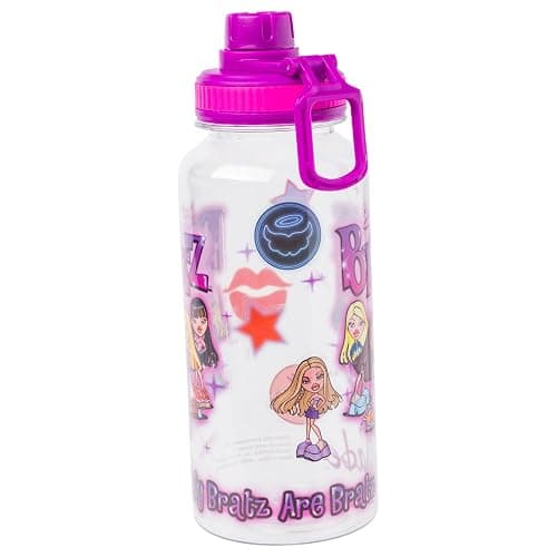 Silver Buffalo Bratz Airbrush Featuring Yasmin, Sasha, Jade, and Cloe Twist Spout Plastic Water Bottle with Stickers You Stick Yourself, 32 Ounces thumbnail 10