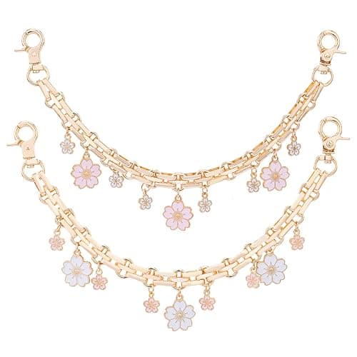 LuneClat Pearl Chain for Bag Charm - 2Pcs Cherry Bow Handle Straps Metal Replacement Chains for Handbags Purses Shoulder Bags - Image 1