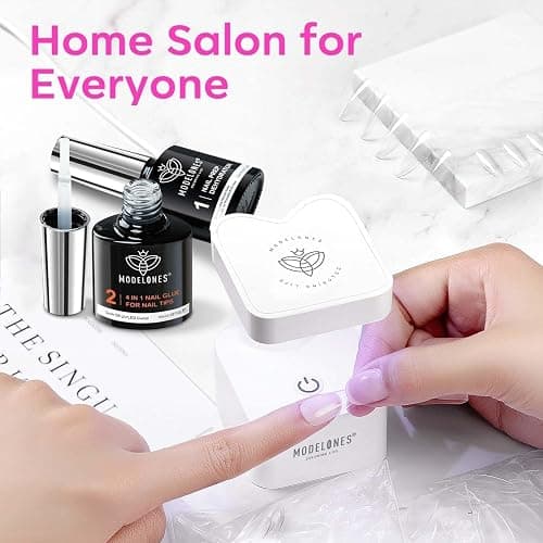 modelones Gel Nail Kit, Fake Nails Long Coffin, 9-in-One Glue Prep Dehydrator & Portable Mini U V Light Acrylic Clipper, 500Pcs Coffin Tips for Extension Kit DIY Salon Home Gifts for Women thumbnail 9