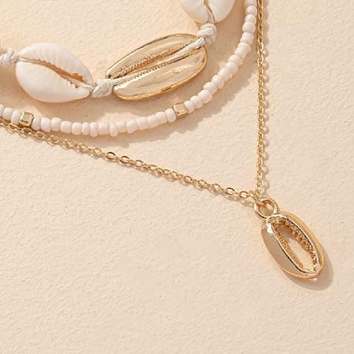 YANCHUN Shell Necklace Beach Jewelry for Women Sea Shell Necklace Layered Gold Shell Charm Necklaces Summer Outfits for Women Beach Fashion Accessories thumbnail 7