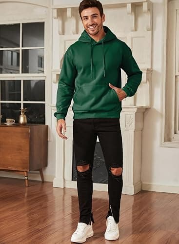 JMIERR Mens Casual Cotton Hooded Collar Drawstring Hoodies Pullover Sweatshirts Casual Long Sleeve Shirts thumbnail 3