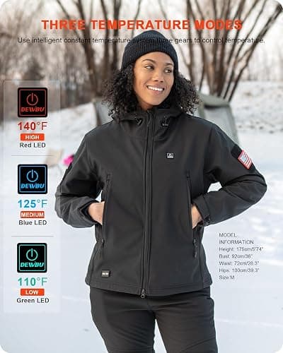 DEWBU Heated Jacket for Women with 12V Battery Pack Winter Outdoor Soft Shell Electric Heating Coat thumbnail 5
