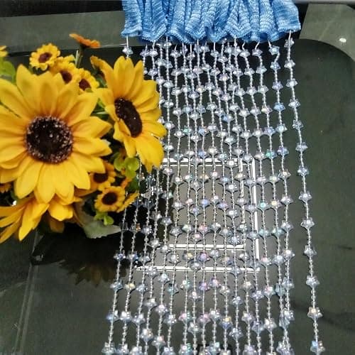 ave split Beaded Curtain Doorways Star Acrylic Hanging Door Beads String Curtains Tassel Room Divider Screen Decor for Doorway Window Living Room Wedding 049Star (Blue Star) thumbnail 6