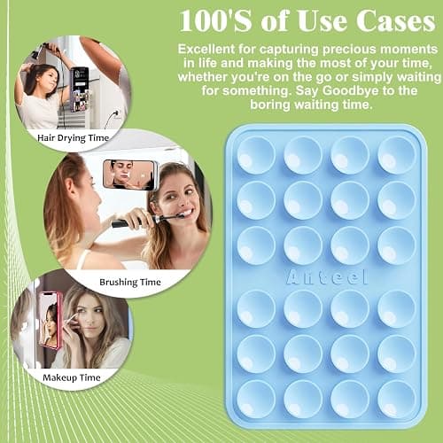 Anteel 2 Pack Silicone Suction Phone Case Adhesive Mount, Upgraded Thickened and Enhanced Suction Power Sticky Phone Grip, Hands-Free Sticky Phone Holder, 2.28"x3.46" (LPK&TP) thumbnail 3