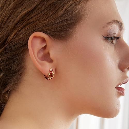 RUKYF Gold Plated Star,Koi Fish & Dachshund Hoop Earrings - Cute Animal Huggie Earrings for Women - Hypoallergenic, Dainty & Lightweight - Gift for Pet Loves thumbnail 2