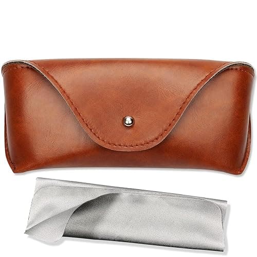 LogHog Portable Leather Glasses Case,Flexible Sunglasses Pouch Slim Case for Women Men Horizontal Eyeglass Case - Image 1