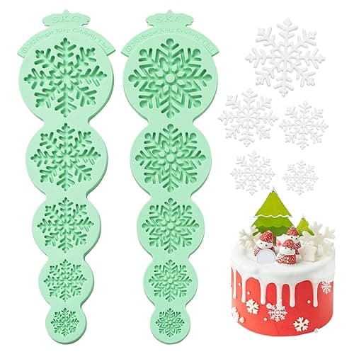 KALAIEN Snowflake Silicone Mold,2Pcs Christmas Silicone Mould Snowflake Fondant Mold,3d Winter Cupcake Topper for Chocolate Cake Decoration Molds thumbnail 10
