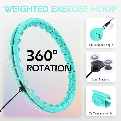 JLoibao Weighted Hula Circle with 26/32 Links(56-66 Inch) for Adults Weight Loss, Infinity Fitness Hoop Plus Size, for Women Smart Exercise Equipment thumbnail 3