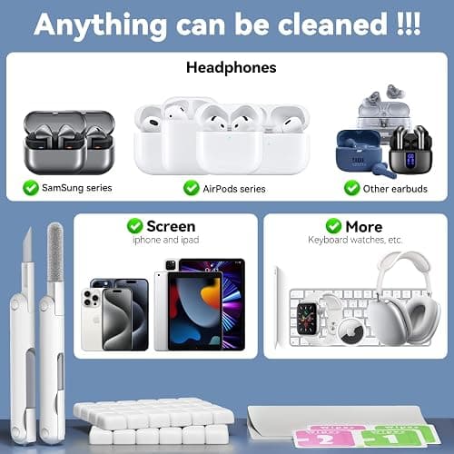 Wowwat for AirPods Cleaning Kit with Cleaner Pen&Cleaning Putt-White | 48 Pack Multifunction Deep Cleaner Tool Headphones for Airpods Pro 4 3 2 1 Generation Phone Charging Port,Earbuds thumbnail 2