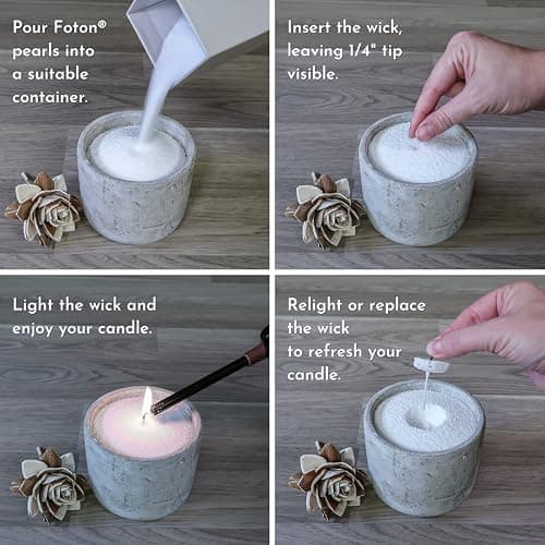 Foton Pearled Candle 18 Oz - Misty Monte Sandalwood Jasmine Scented Non Toxic Luxury Long Lasting Powder Candles up to 120 Hours - Refillable Candle Sand with 30 Wicks for Candle Making thumbnail 7