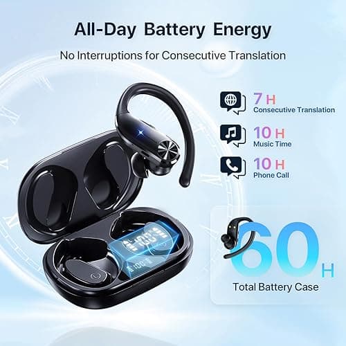 AI Translation Earbuds Real-Time : 144 Languages, Offline Mode, Noise Canceling, 60 Hours Battery - Seamless Translator Headphones for Travel Business Learning, iOS & Android Support thumbnail 8